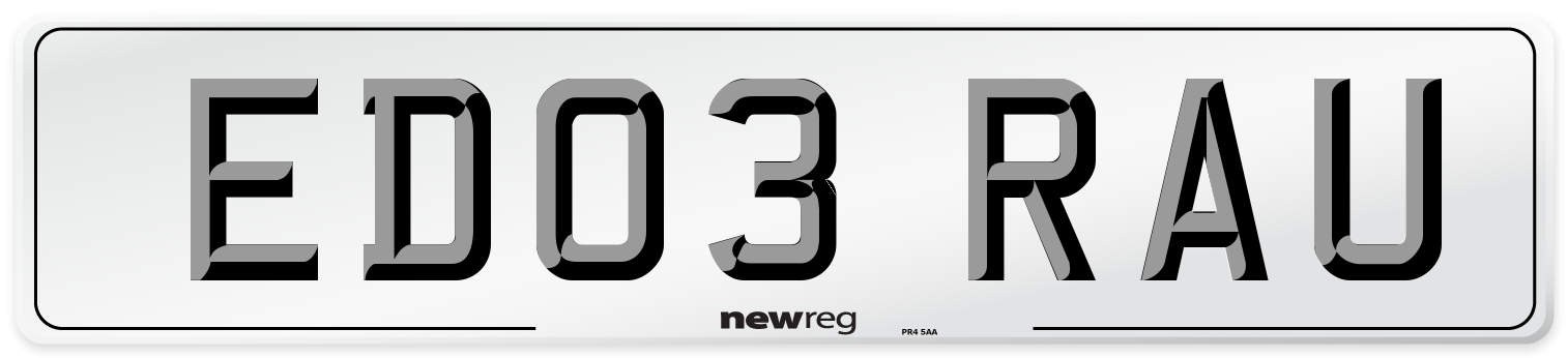 ED03 RAU Number Plate from New Reg